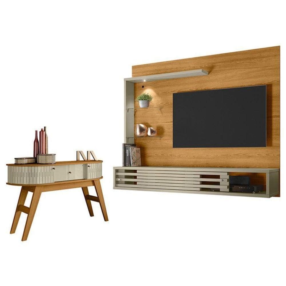 Estante Home Theater Suspenso Frizz Select Com Aparador Estoril Cumaru Opala - Madetec