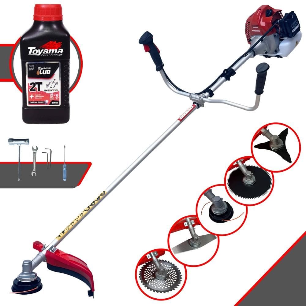 Roçadeira Máquina de Corta Grama À Gasolina Kawashima BCJ431-L 43cc 1,7HP 10.000rpm Multifuncional Completa Com 5 Opções de Cortes + ÓLEO TOYAMA 2T