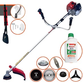 Roçadeira Aparador de Grama À Gasolina Kawashima BCJ431-L 43cc 1,7HP 10.000rpm Completo Com Kit 4 Lâminas + Carretel + Escova de Aço + ÓLEO STIHL 2T