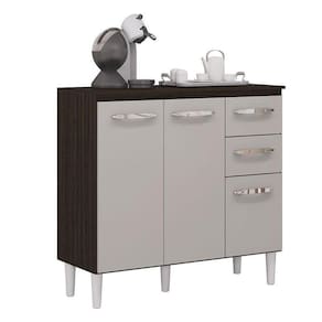 Balcão De Cozinha Isadora Chocolate Off White - Poquema