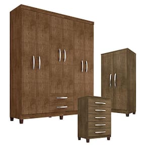 Guarda Roupa Casal Modena Com Cômoda Cannes 5 Gavetas E Armário Multiuso Recife Malbec – Incorplac
