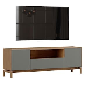 Rack Bancada Barcelona 180cm 2 Portas E 1 Gaveta Oak/ferrolack - Finestra Móveis Oak/ferrolack