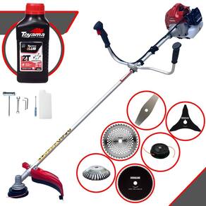 Roçadeira Cortador de Grama À Gasolina Kawashima BCJ431-L 43cc 1,7HP 10.000rpm Completo Com Kit 4 Lâminas + Carretel + Escova de Aço + ÓLEO TOYAMA 2T