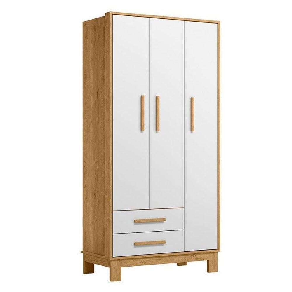 Guarda Roupa Infantil Slim 4340 Freijó Toq Branco Acetinado - Qmovi