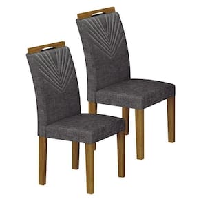 Cadeira Para Mesa De Jantar Stela Mdf Kit 2 Peças Freijó Linho Chumbo – Leifer Móveis