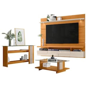 Estante Home Theater Suspenso Lana Com Aparador E Mesa De Centro Frizz Cinamomo Off White - Madetec