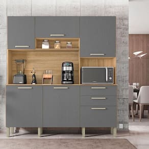 Cozinha Ambiente Ferrara 6 Portas E 2 Gavetas Freijó Gris - Kits Paraná
