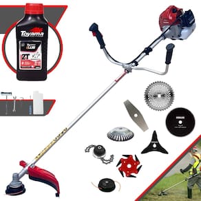 Roçadeira Multifuncional Kawashima BCJ431L À Gasolina 2T 43cc 1,7HP de Potência Alta Rotação C/ Carretel de Nylon + Kit 7 Lâminas Extras + ÓLEO TOYAMA