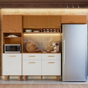 Cozinha Compacta 260cm Nicole Freijó Uv/ripado/off Acetinado Z44 - Mpozenato