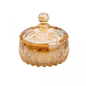 Potiche Em Cristal Louise 14x14cm Wolff âmbar Metalizado
