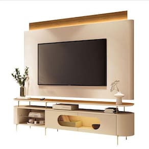 Rack Bancada ária Com Painel Suspenso Nobre Cinamomo Off White - Hb Móveis
