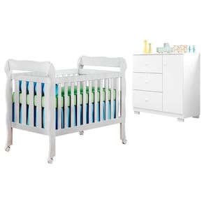 Berço Americano Lila Com Cômoda Infantil Duda Branco Brilho – Phoenix Baby