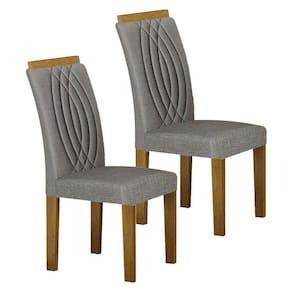 Cadeira Para Mesa De Jantar Doha Mdf Kit 2 Peças Freijó Linho Cinza - Leifer Móveis