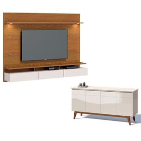 Painel Suspenso Decore Com Aparador Buffet Classic Freijó Off White - Imcal