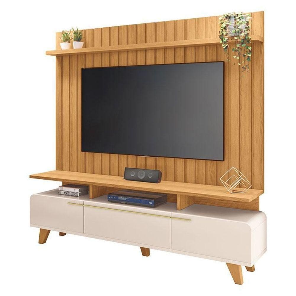 Rack Bancada Essenza E Painel Link Off White Cinamomo – Hb Móveis