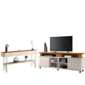 Rack Bancada Rivera Com Aparador Vivant Cinamomo Off White – Hb Móveis