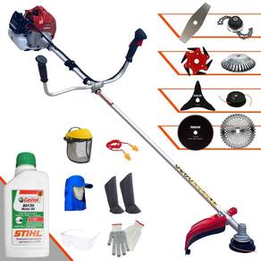 Roçadeira Profissional Kawashima BCJ431L À Gasolina 43cc 1,7HP Alta Rotação Com Carretel de Nylon + Kit 7 Opções de Cortes + EPI + ÓLEO STIHL 2 Tempos