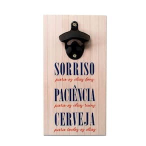 Abridor Garrafas Parede Cerveja Sorriso Mdf Com Imã 25x13 Cm