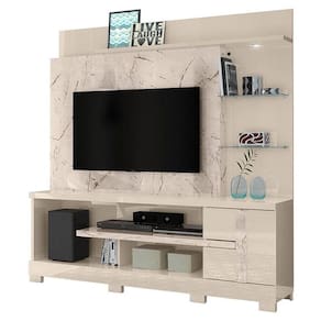 Estante Home Theater Alan Com Pés Calacata Off White – Madetec