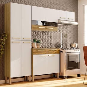 Kit Cozinha Ambiente Nala 4 Peças Freijó Supremo Ripado - Kits Paraná