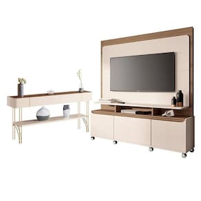 Estante Home Theater Quantum E Aparador Vivant Off White Castanho – Hb Móveis
