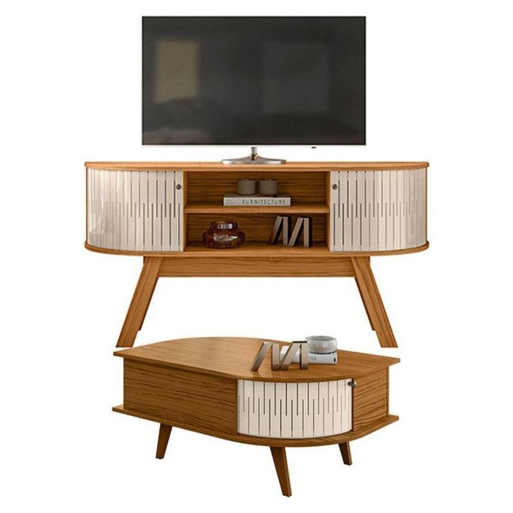 Rack Bancada Atlanta Com Mesa De Centro Indianápolis Off White – Madetec