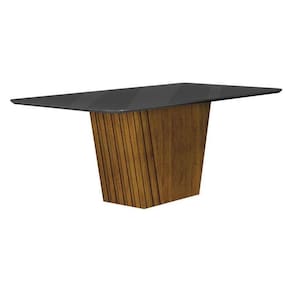 Mesa De Jantar Liz 1,80 Com Vidro Freijó Chumbo – Leifer Móveis
