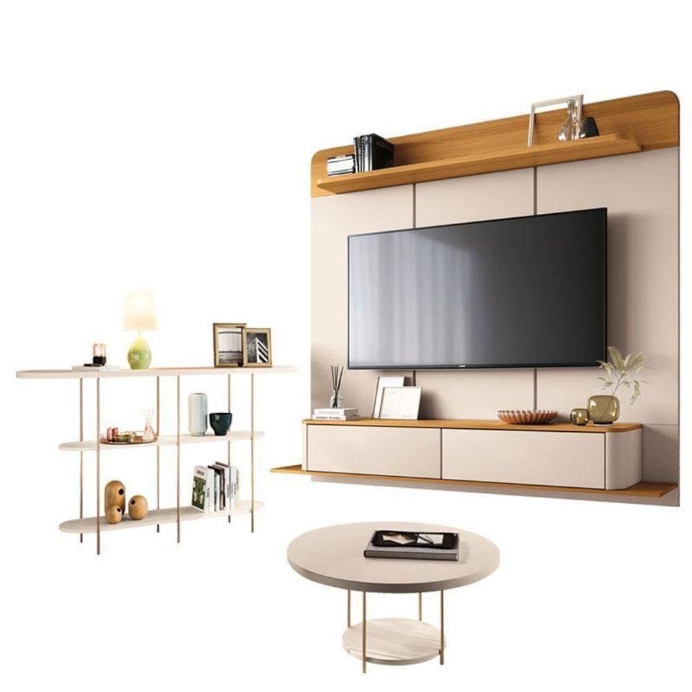 Home Suspenso Galax Cinamomo Off White E Aparador Infinity E Mesa De Centro Sky Off White- Hb Móveis