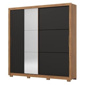 Guarda Roupa Casal Vasti 2 Portas Nature Preto – Henn