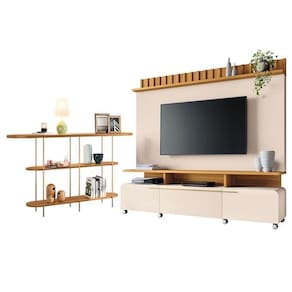 Estante Home Theater Artís Off White Cinamomo E Aparador Infinity Cinamomo – Hb Móveis