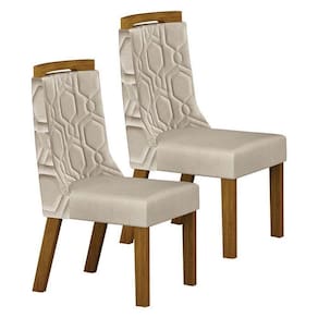 Cadeira Para Mesa De Jantar ágata Mdf Kit 2 Peças Freijó Joli Palha – Leifer Móveis