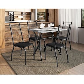 Mesa De Jantar Ambiente Bruna 100x60 Cm Com Granito Ocre Itabira Com 4 Cadeiras 063 Preto – Artefamol