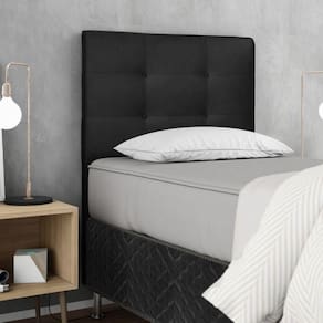 Cabeceira Estofada Cama Box Solteiro 90 Cm Atena Suede Preto