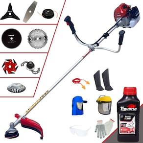 Roçadeira Robusta Kawashima BCJ431L À Gasolina 43cc 1,7HP de Potência Alta Rotação Com Carretel de Nylon + Kit 7 Opções de Cortes + EPI + ÓLEO TOYAMA