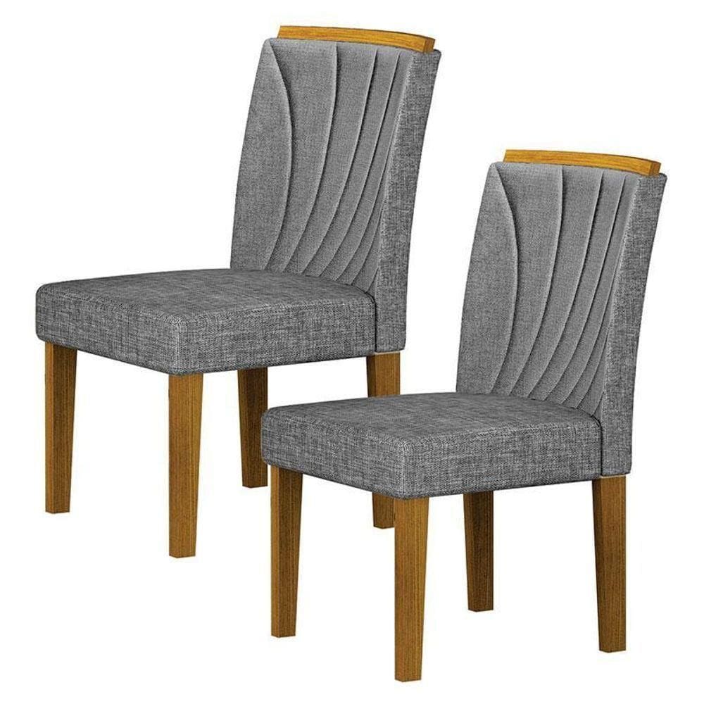 Cadeira Para Mesa De Jantar Lorena Plus Mdf Kit 2 Peças Freijó Linho Cinza - Leifer Móveis