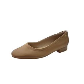 Sapato Sapatilha Feminina Comfortflex Couro Salto Bloco Baixo Palmilha Anatômica
