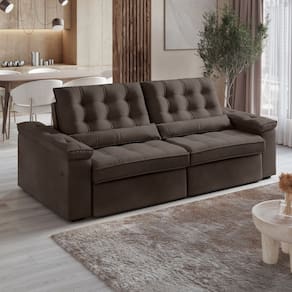 Sofá 4 Lugares Retrátil Reclinável 252cm USB Veludo Ilheus Bexs Estofados
