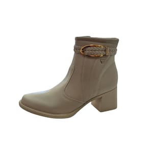 Bota Coturno Feminina Mississipi Bico Redondo Salto Bloco Grosso Baixo Ziper Lateral