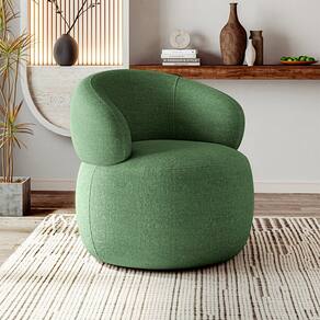Poltrona Orgânica Atemporal Base Giratória Eloah Bouclé Italiano Verde Selva
