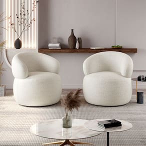 Conjunto 2 Poltronas Orgânica Atemporal Base Giratória Eloah Bouclé Italiano Off White