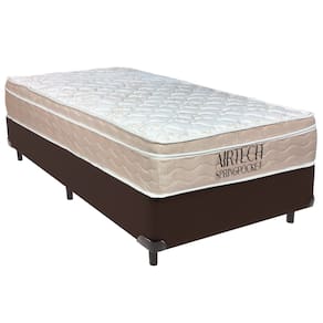 Cama Box Solteiro Marrom+Colchão Airtech Molas Ortobom