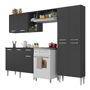Armário de Cozinha Compacta Pequim UP Multimóveis com Balcão - Preto