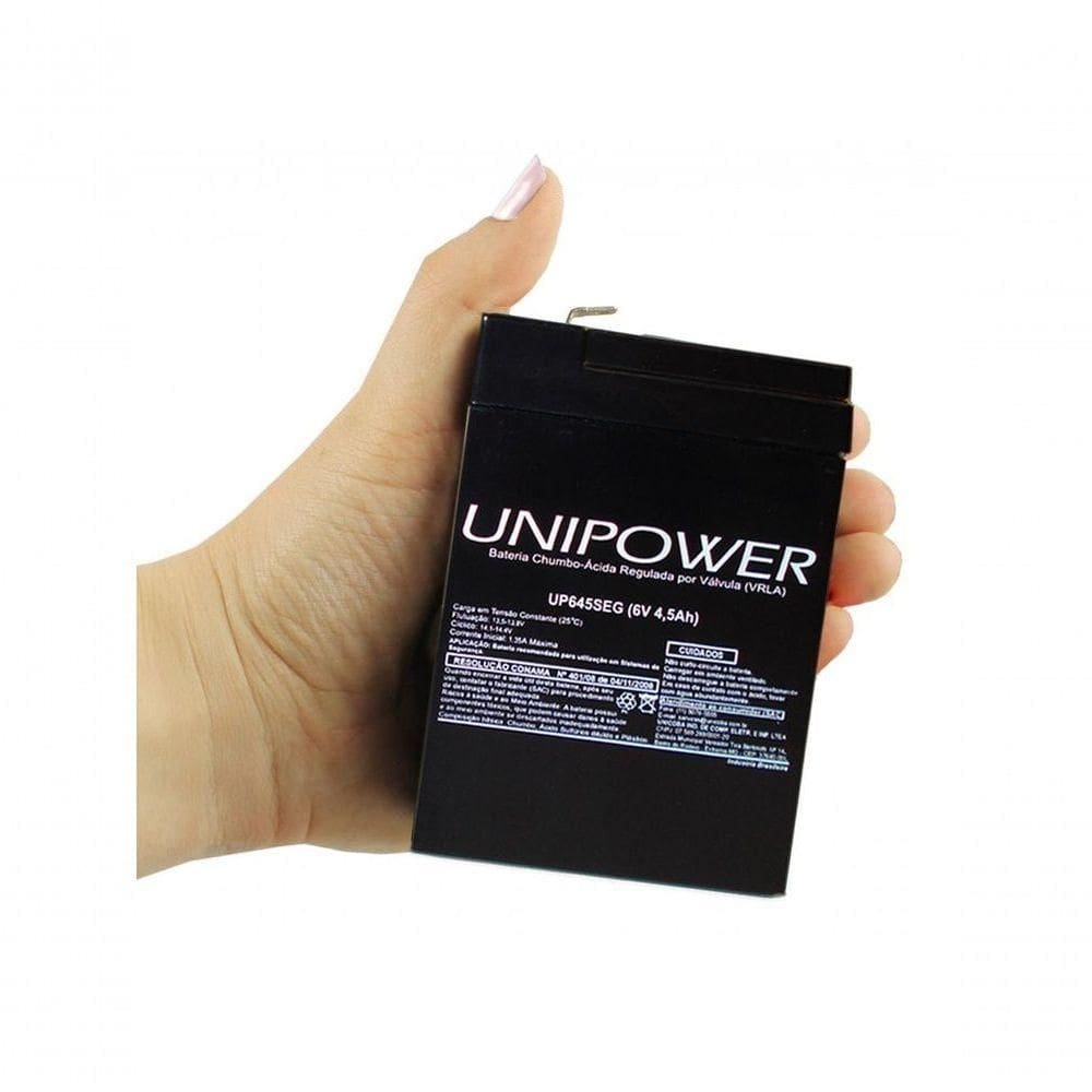 Bateria Unipower Up645seg 6v 4.5ah Para Seguranca- Nobreak