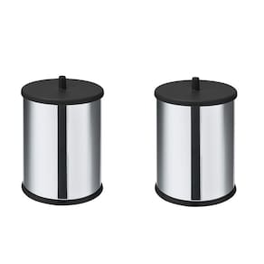 Kit 2 Lixeiras em Inox 3,2 Litros com Tampa Simples e Fundo Preto Linha Home Cor Preto - Martinazzo