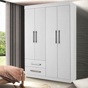 Guarda Roupa Solteiro 4 Portas 2 Gavetas Madri Minastex Branco