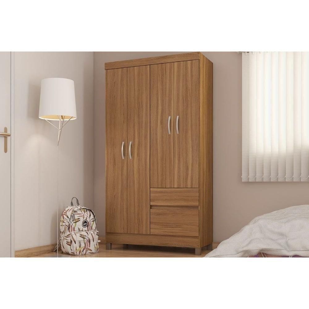 Guarda Roupa Solteiro 4 Portas E 2 Gavetas Lotus Amêndola Touch Demóbile