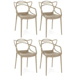Kit 4 Cadeiras De Jantar Allegra Prática Empilhável - Nude