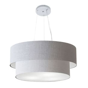 Lustre Pendente Duplo Cilíndrico Vivare Md-4385 Cúpula Tecido 90x80cm - Bivolt