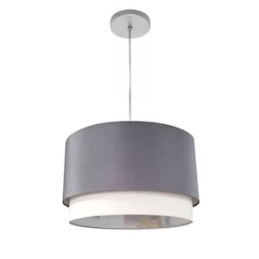 Lustre Pendente Cilíndrico Vivare Md-4383 Cúpula em Tecido 45x25cm - Bivolt