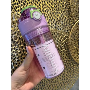 Garrafa Squeeze De Policarbonato Com Porta Snack Roxa 450Ml